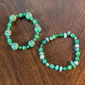 Handmade Beaded Bracelet Set - Green